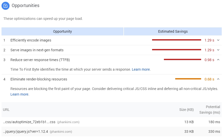 eliminate render blocking for pagespeed insights